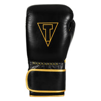 variant:black/gold::TITLE Boxing Momentum Pro Training Gloves single glove back view