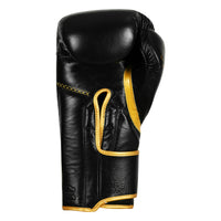 variant:black/gold::TITLE Boxing Momentum Pro Training Gloves single glove palm view