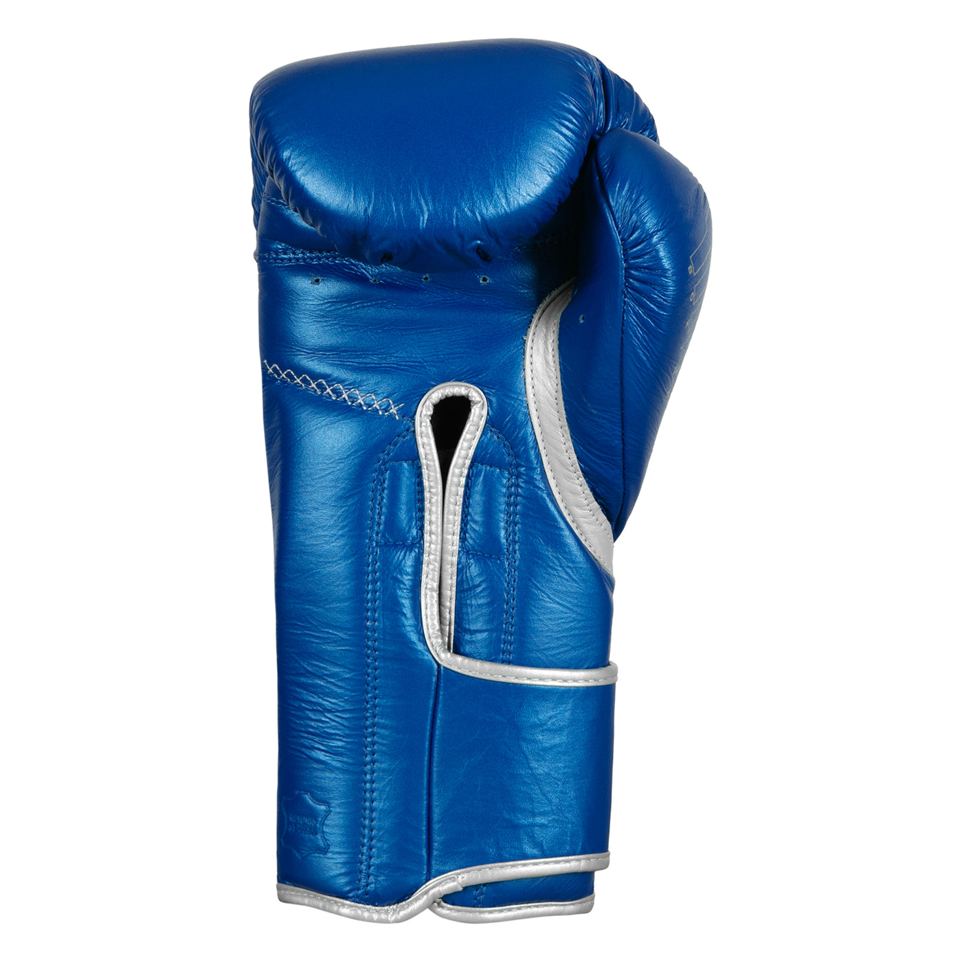 variant:blue/silver::TITLE Boxing Momentum Pro Training Gloves single glove back palm view