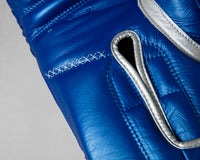 variant:blue/silver::TITLE Boxing Momentum Pro Training Gloves closeup of palm side