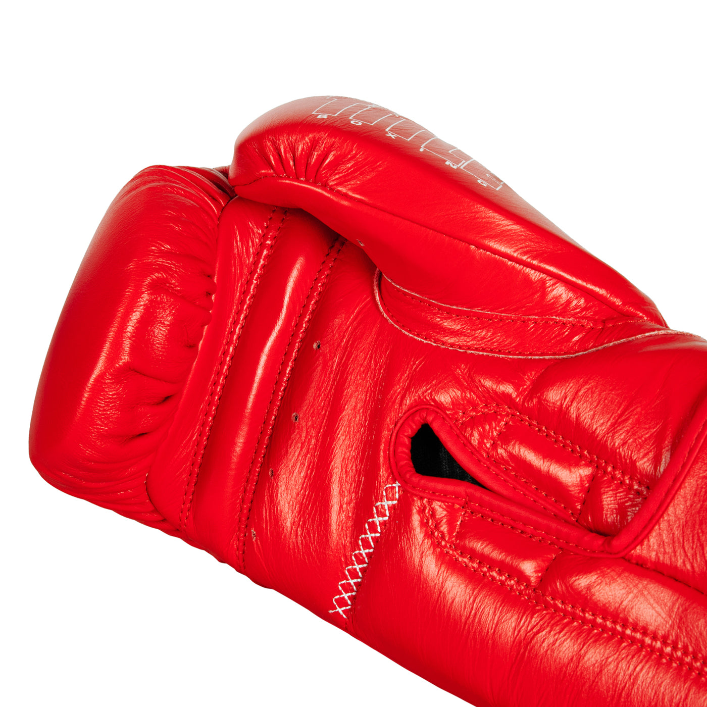 variant:red::TITLE Boxing Momentum Pro Training Gloves single glove palm view closeup