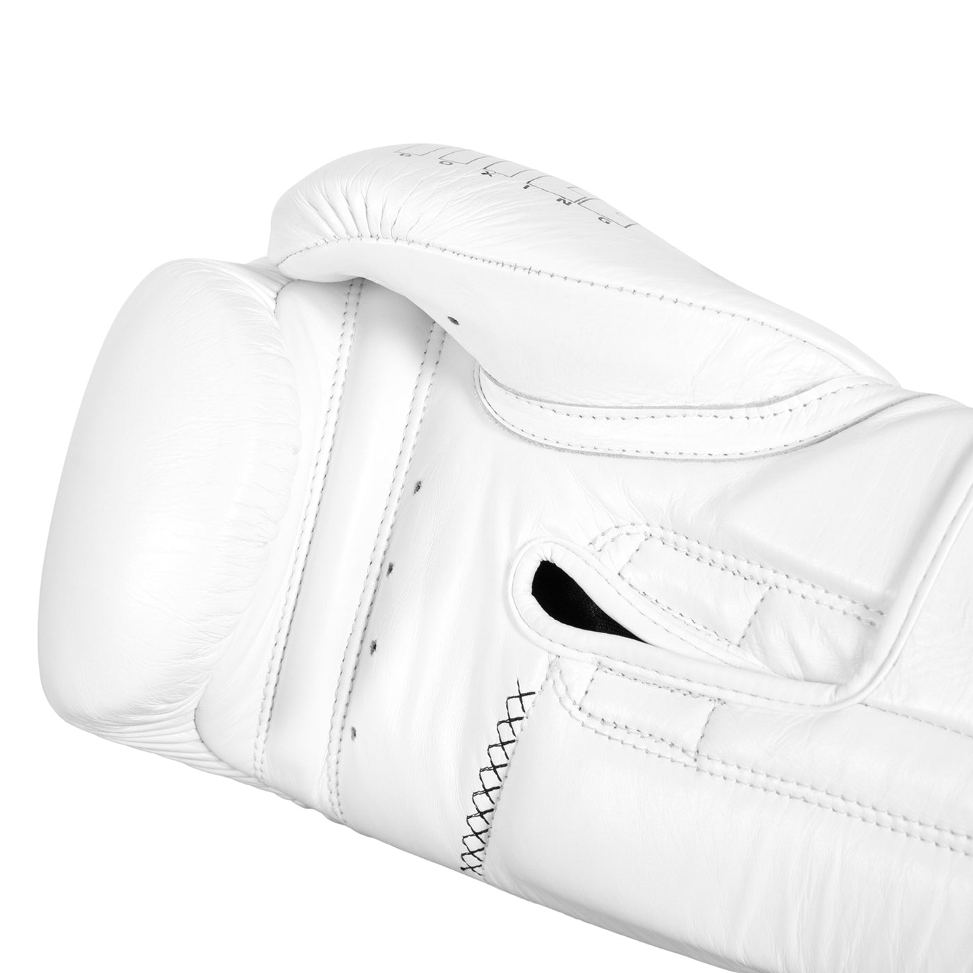 variant:white::TITLE Boxing Momentum Pro Training Gloves single glove palm view closeup