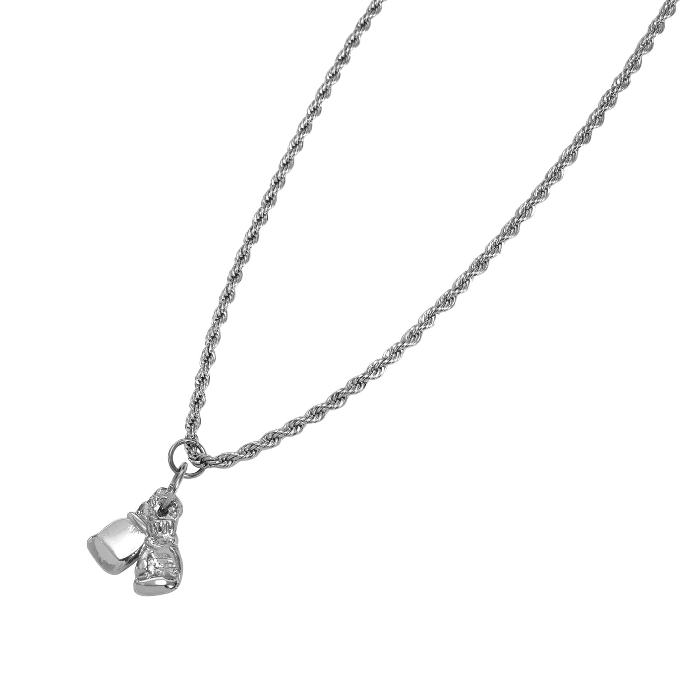variant:silver::TITLE Boxing Gloves Necklace side view