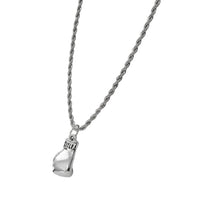 variant:silver::TITLE Boxing Single Glove Necklace close view angle view