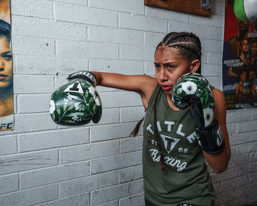 TITLE Boxing Floral Bag Gloves girl right hook