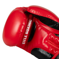 variant:red/black::TITLE Boxing Oversize SAFE-T Contact Gloves single glove palm view closeup