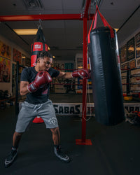 variant:maroon::TITLE Boxing Old School Leather Sparring Gloves 2.0 kid hitting bag