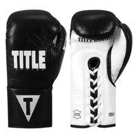 color:black/white::TITLE Boxing Leather Pro Fight Gloves main view