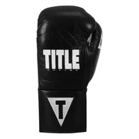 variant:black/white::TITLE Boxing Leather Pro Fight Gloves front view