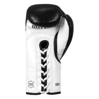 variant:black/white::TITLE Boxing Leather Pro Fight Gloves back view