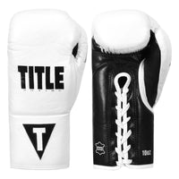 color:white/black::TITLE Boxing Leather Pro Fight Gloves main view