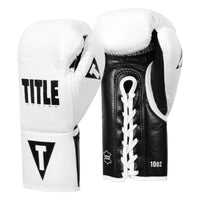 variant:white/black::TITLE Boxing Leather Pro Fight Gloves side veiw