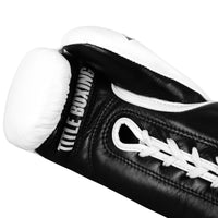 variant:white/black::TITLE Boxing Leather Pro Fight Gloves palm view