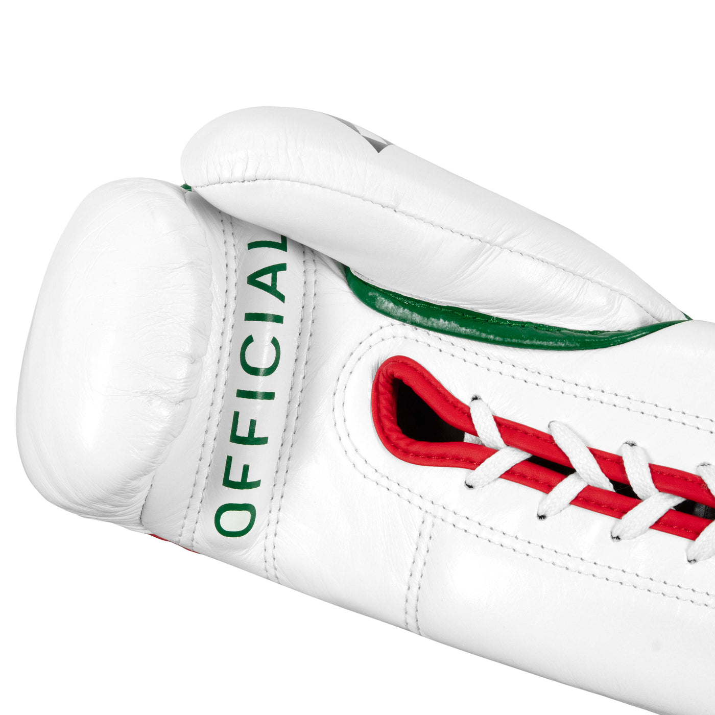 variant:Red/White/Green::Pro Mex Combatiente Pro Fight Gloves palm view
