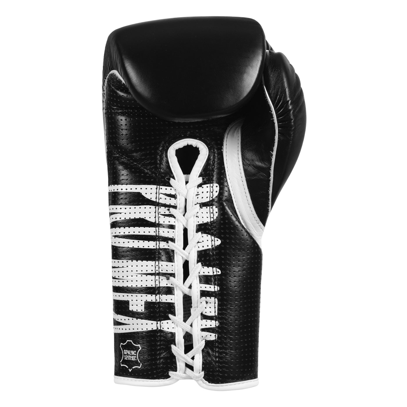 variant:black::Pro Mex Professional Edge Lace Training/Sparring Boxing Gloves single glove palm view
