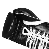 variant:black::Pro Mex Professional Edge Lace Training/Sparring Boxing Gloves single glove palm view closeup