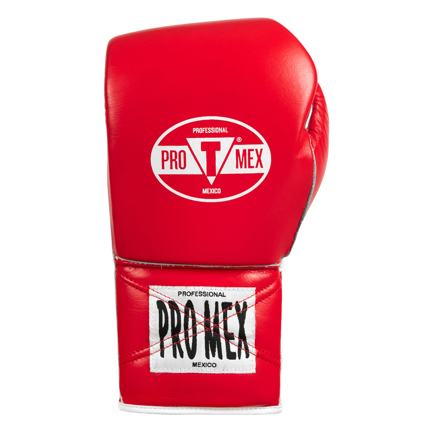 variant:red::Pro Mex Professional Edge Lace Training/Sparring Boxing Gloves single glove back view