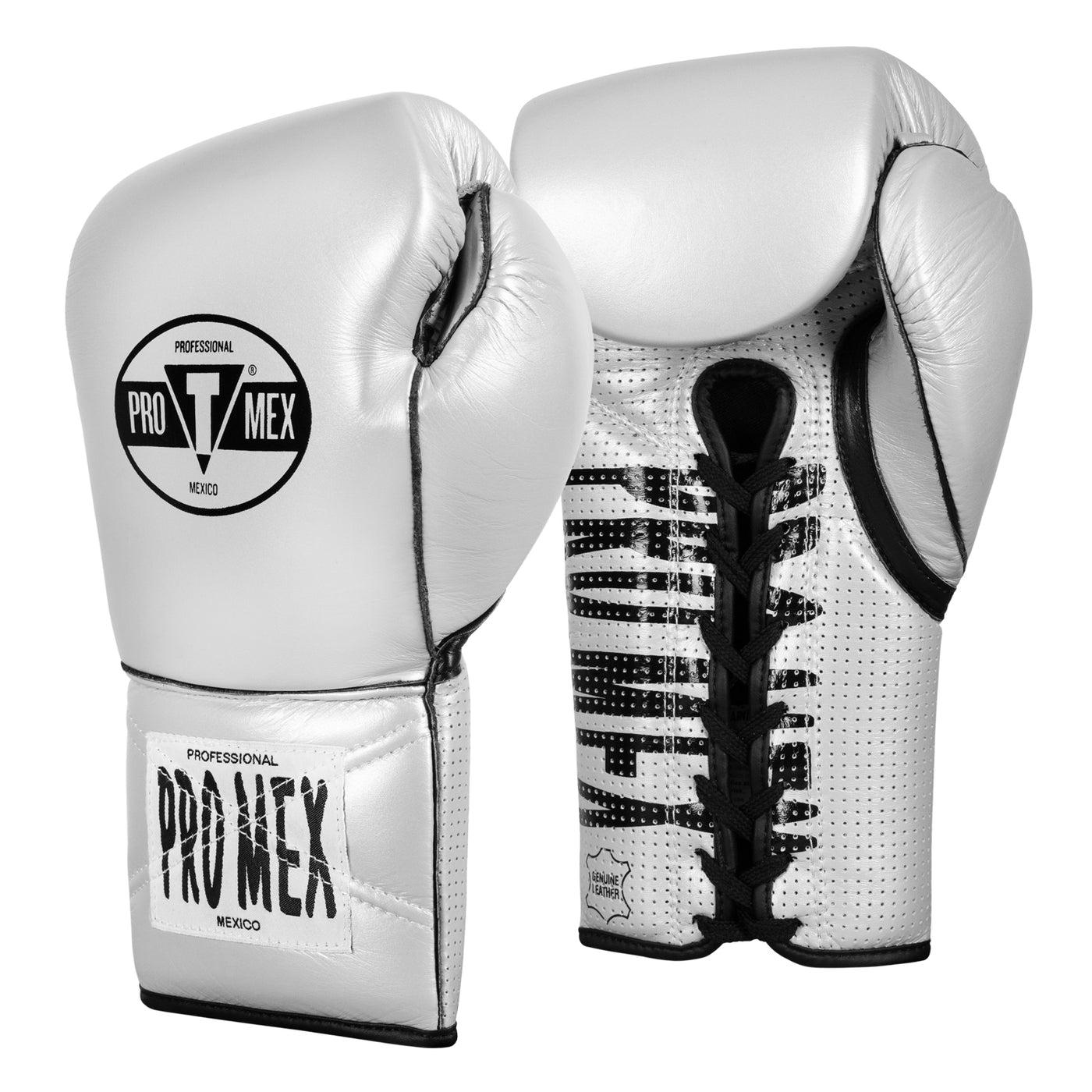 variant:silver::Pro Mex Professional Edge Lace Training/Sparring Boxing Gloves side by side view