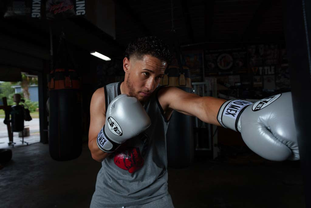 variant:silver::Pro Mex Professional Training Gloves 3.0 guy hitting bag