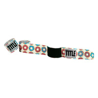 variant:donuts::TITLE Boxing Print Mexican Style 180" Hand Wraps unrolled side by side
