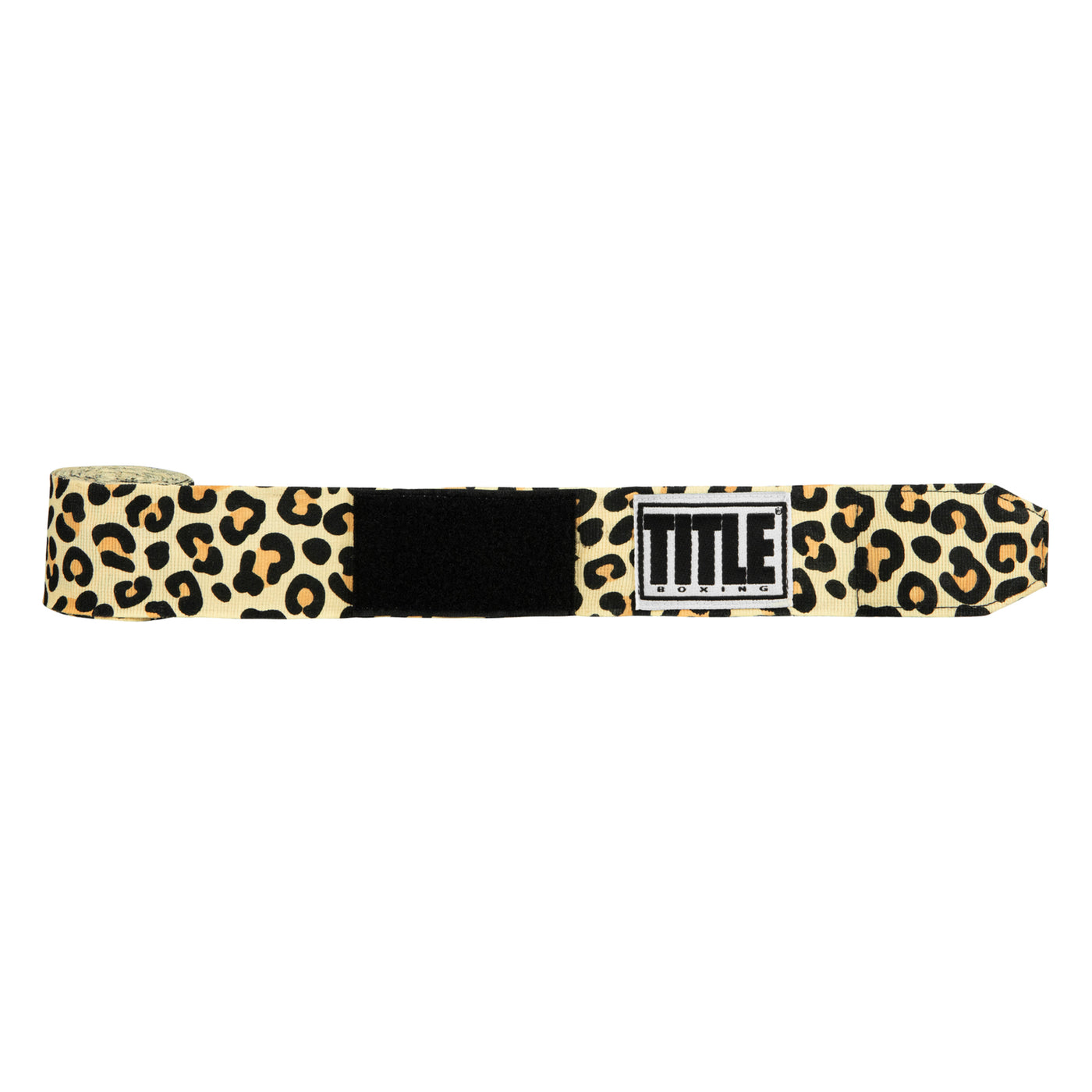 variant:leopard::TITLE Boxing Print Mexican Style 180" Hand Wraps unrolled view
