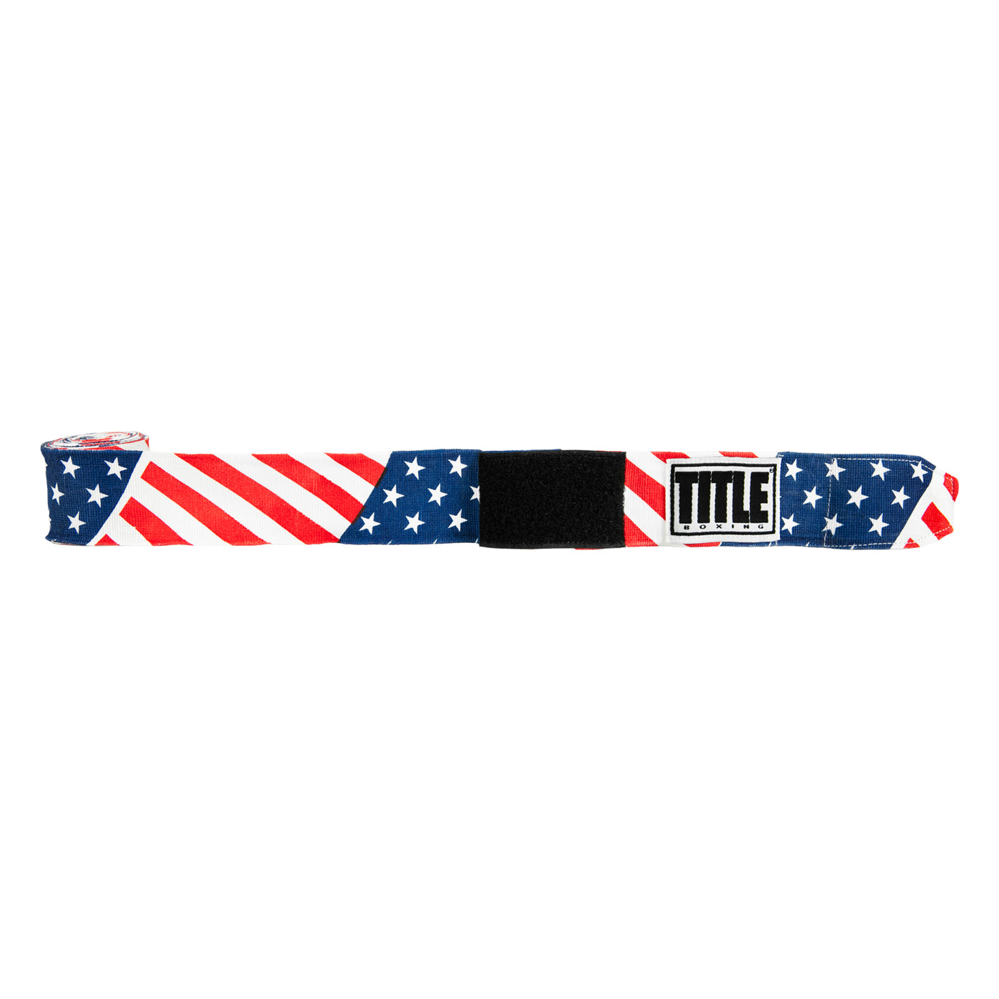 variant:USA flag::TITLE Boxing Print Mexican Style 180" Hand Wraps unrolled view