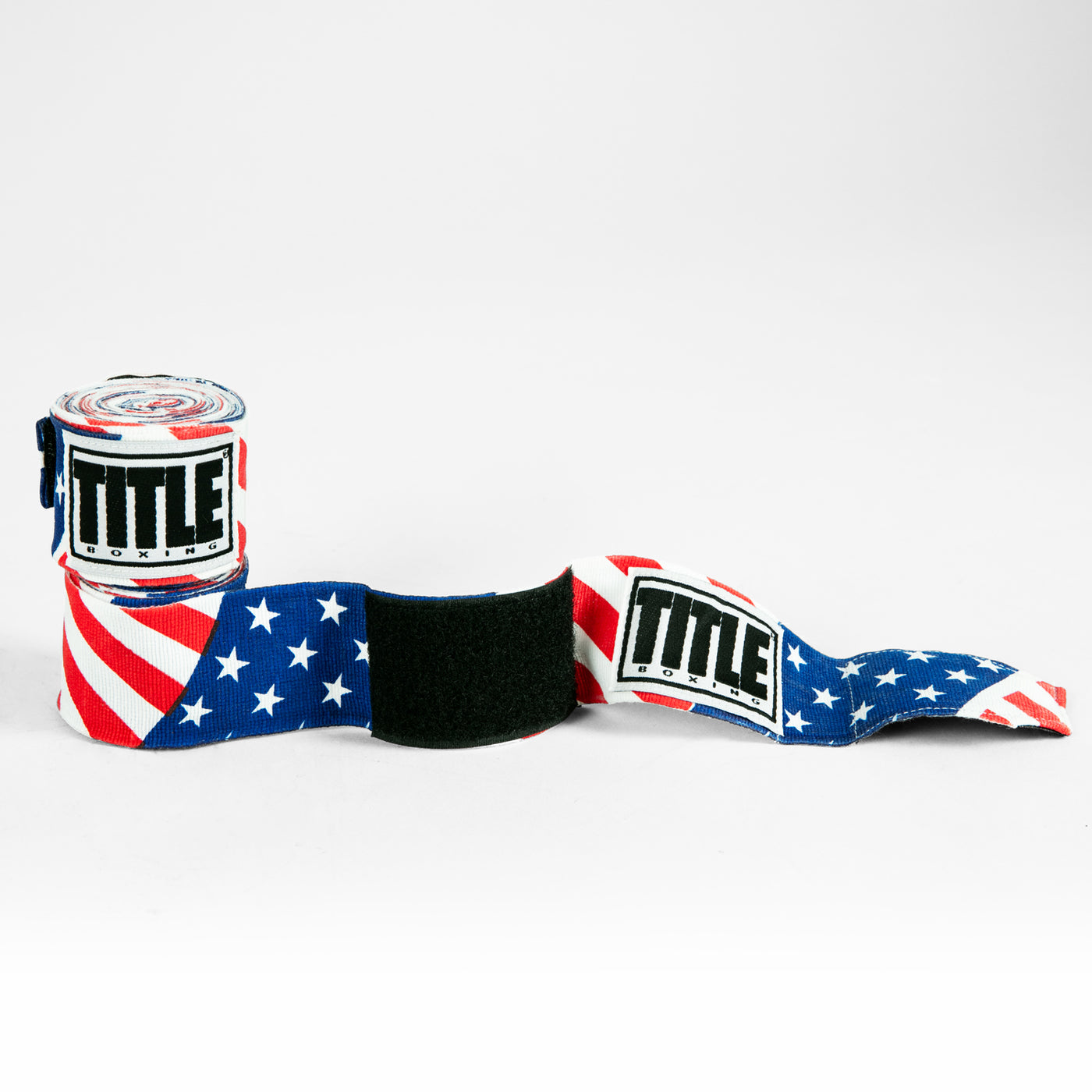 variant:USA flag::TITLE Boxing Print Mexican Style 180" Hand Wraps stacked and unrolled 