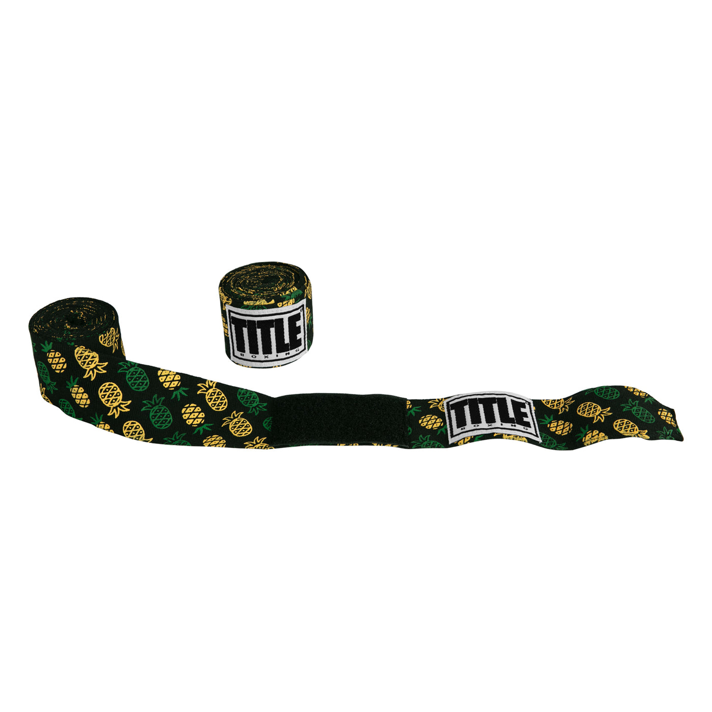 variant:pineapple::TITLE Boxing Print Mexican Style 180" Hand Wraps unrolled side by side