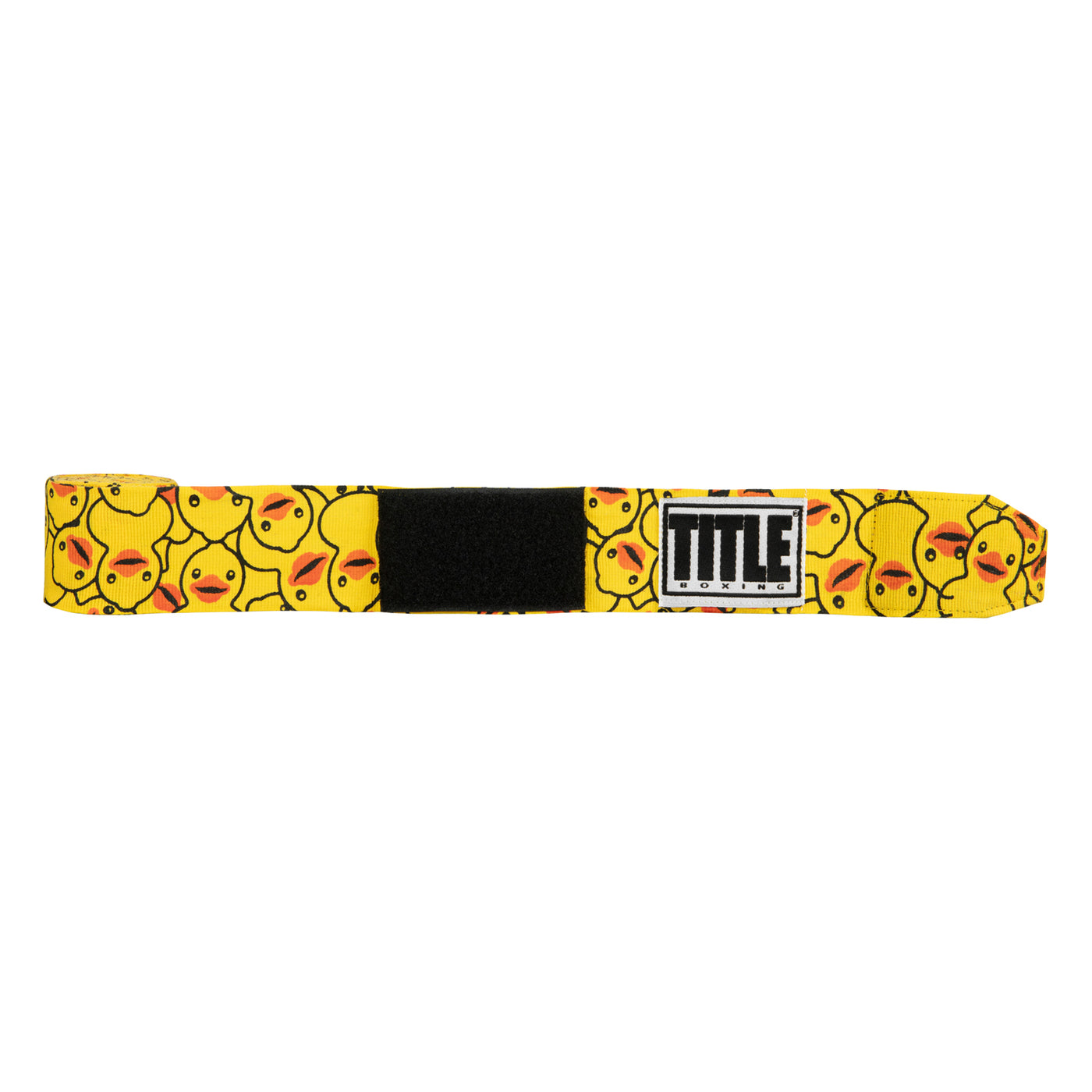 variant:rubber ducky::TITLE Boxing Print Mexican Style 180" Hand Wraps unrolled view