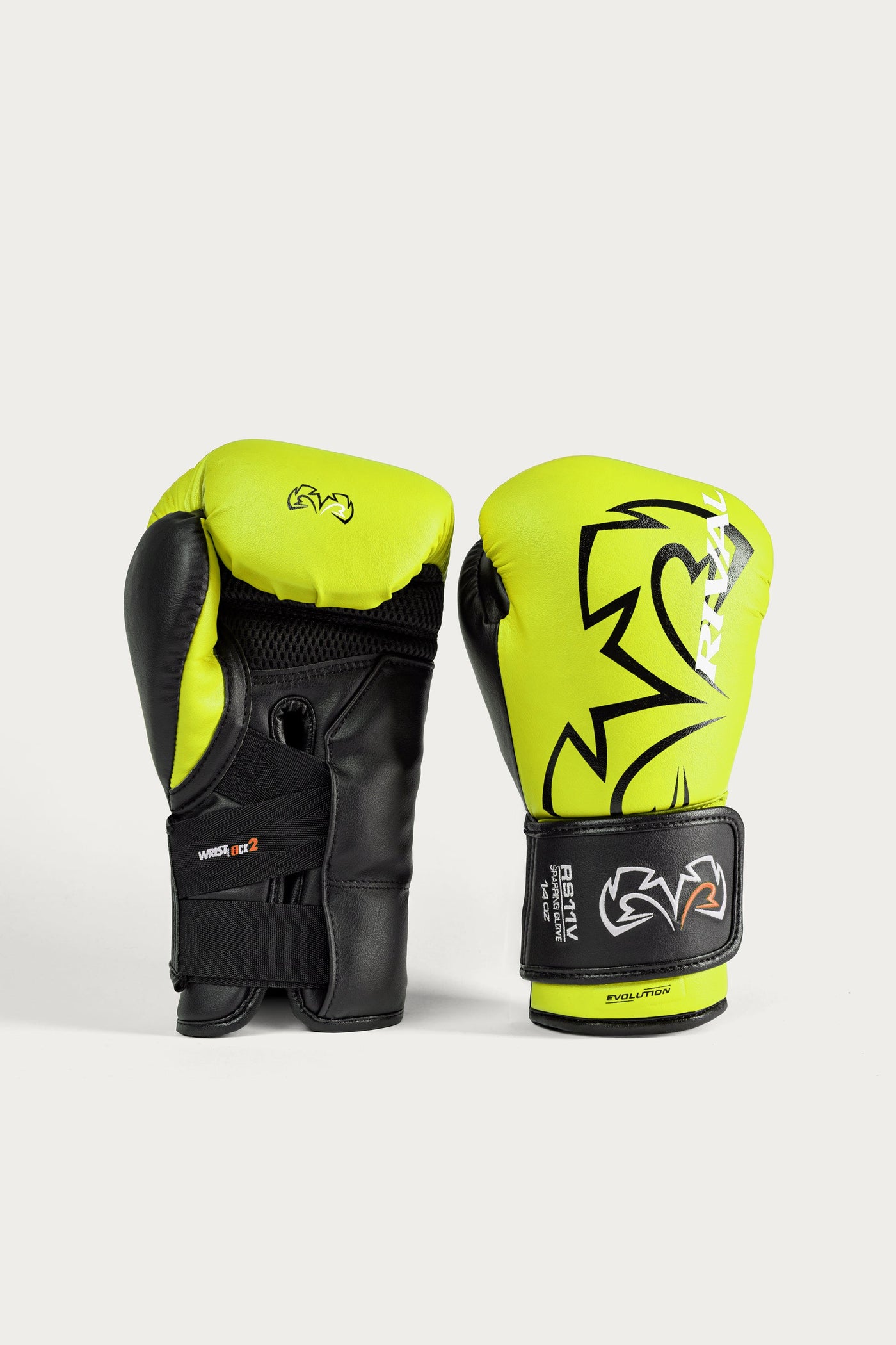 variant:lime/black::A pair of MMA sparring gloves in neon yellow-green and black, featuring the brand logo 'K1' and 'WEARLESS 2' on the wrist strap and body, set against a light gray background.