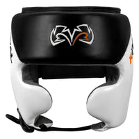 variant:black/white::Rival Boxing Amateur Competition Headgear with Cheek Protect front view