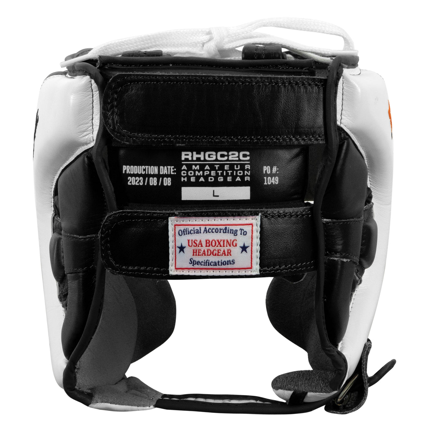 variant:black/white::Rival Boxing Amateur Competition Headgear with Cheek Protect back view
