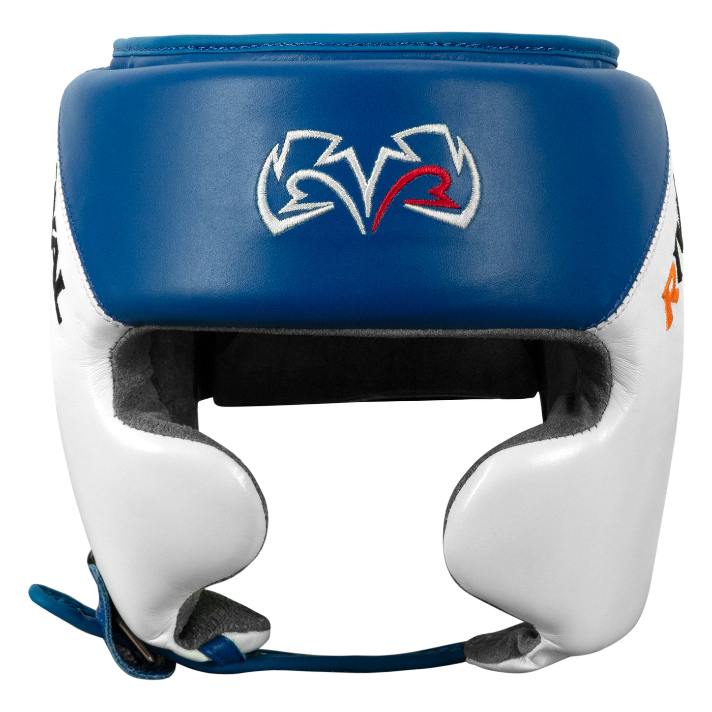 variant:blue/white::Rival Boxing Amateur Competition Headgear with Cheek Protect front view