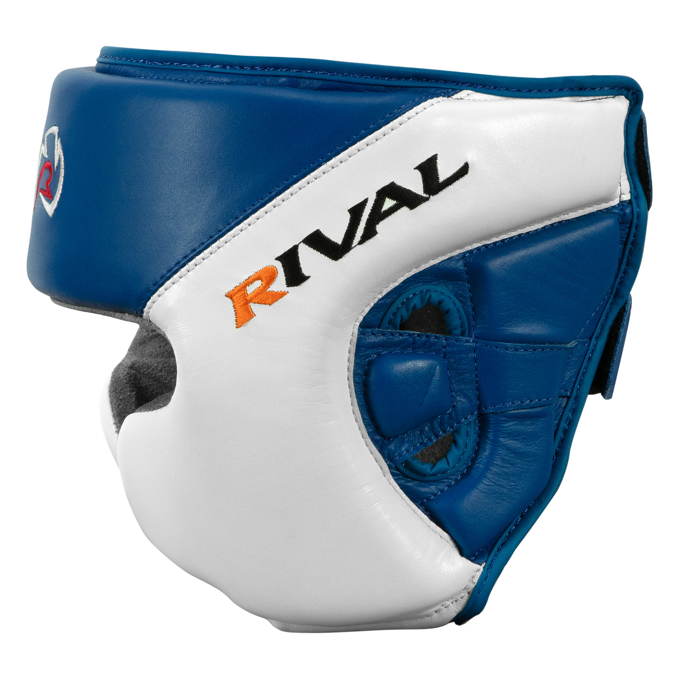 variant:blue/white::Rival Boxing Amateur Competition Headgear with Cheek Protect side view