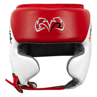 variant:red/white::Rival Boxing Amateur Competition Headgear with Cheek Protect front view