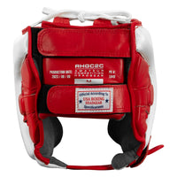 variant:red/white::Rival Boxing Amateur Competition Headgear with Cheek Protect back view