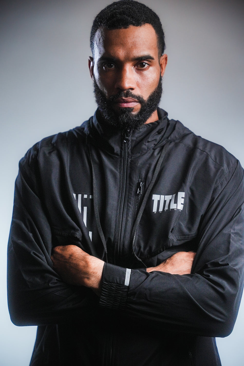 variant:Black::TITLE Boxing Lightweight Road Work Jacket on athlete