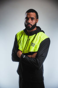 variant:Black/Hi-Vis Yellow::TITLE Boxing Lightweight Road Work Jacket on athlete