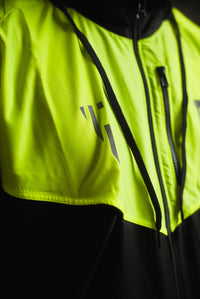 variant:Black/Hi-Vis Yellow::TITLE Boxing Lightweight Road Work Jacket on athlete closeup