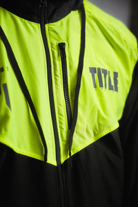 variant:Black/Hi-Vis Yellow::TITLE Boxing Lightweight Road Work Jacket on athlete closeup