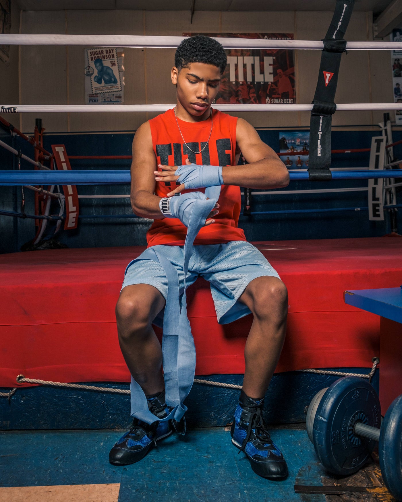 variant:columbia blue::TITLE Boxing Select 180" Semi Elastic Mexican Hand Wraps main view