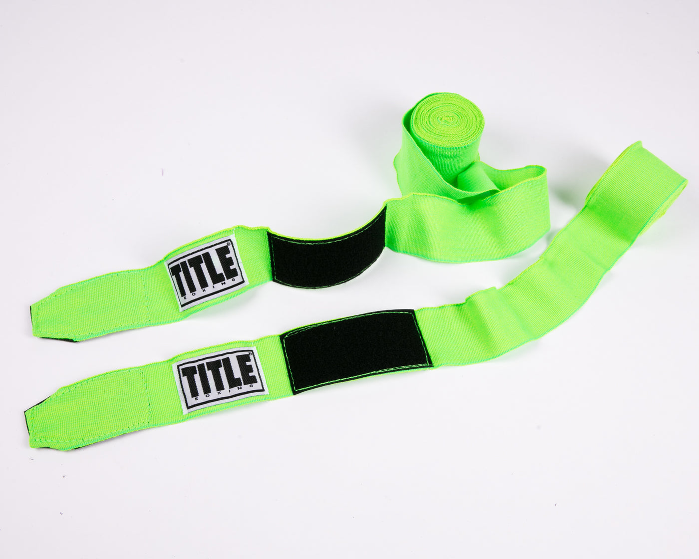 variant:neon lime::TITLE Boxing Select 180" Semi Elastic Mexican Hand Wraps unrolled pair view
