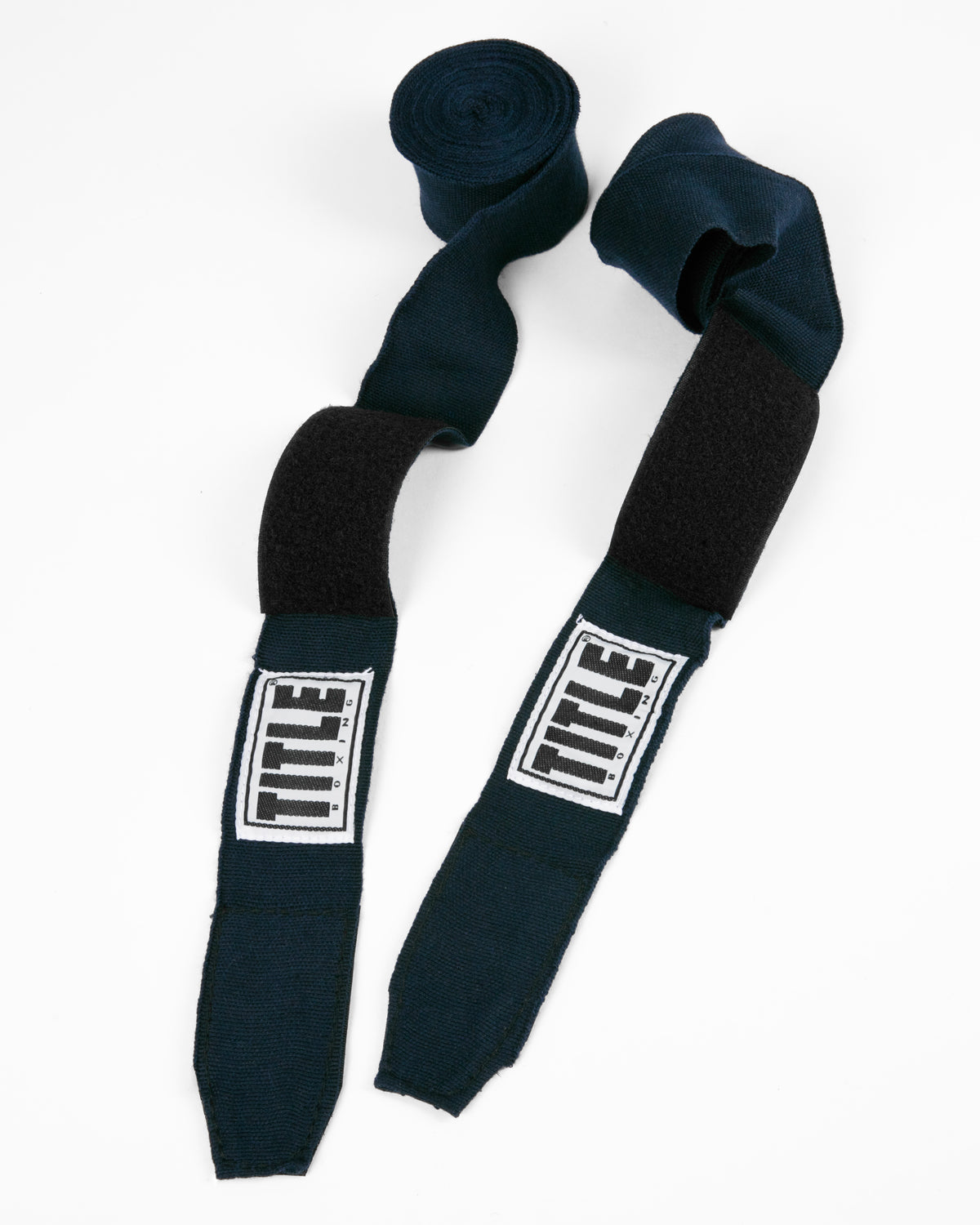 variant:navy::TITLE Boxing Select 180" Semi Elastic Mexican Hand Wraps unrolled pair view