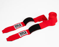 variant:red::TITLE Boxing Select 180" Semi Elastic Mexican Hand Wraps unrolled pair view