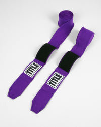 variant:purple::TITLE Boxing Select 180" Semi Elastic Mexican Hand Wraps unrolled pair view