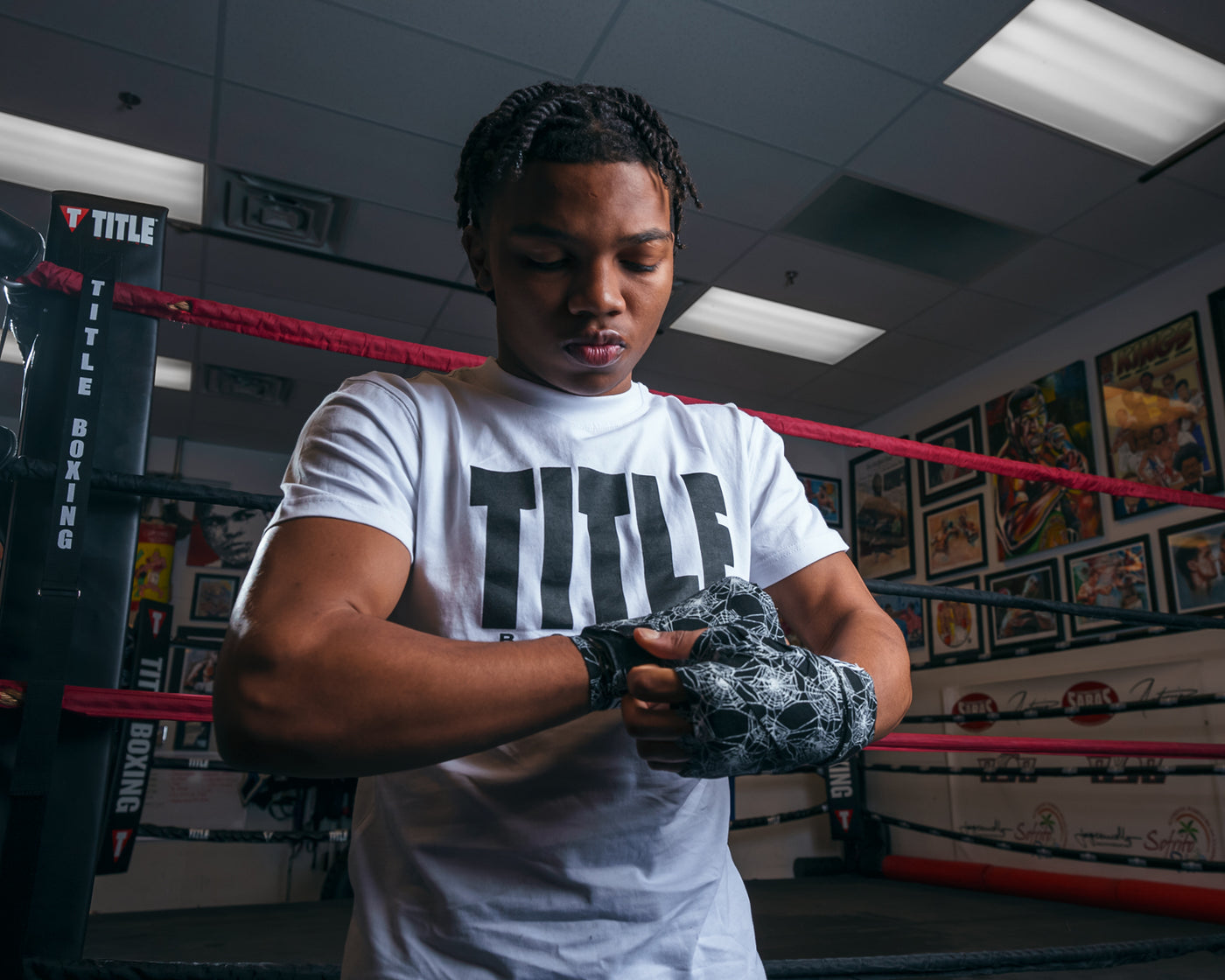 variant:Spider Web::TITLE Boxing Print Hand Wraps 180" put on wraps