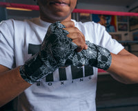 variant:Spider Web::TITLE Boxing Print Hand Wraps 180" hands together