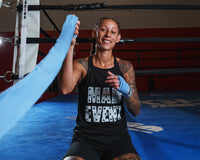 variant:columbia blue::TITLE Boxing Select 180" Semi Elastic Mexican Hand Wraps girl throwing out wrap