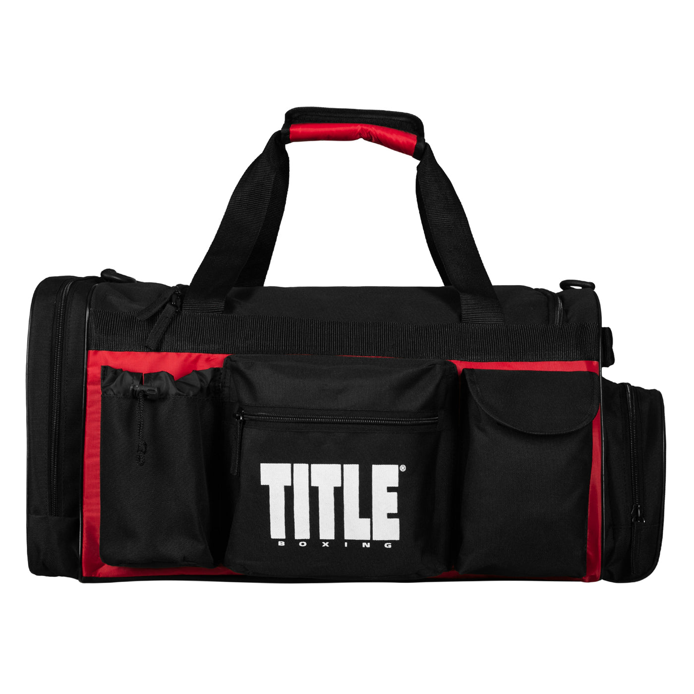 variant:black/red::TITLE Boxing Active Duffle Bag pockets view