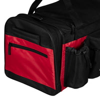 variant:black/red::TITLE Boxing Active Duffle Bag side pocket closeup